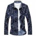 Casual Long Sleeve Men's Geometric Shirt