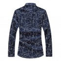 Camisa Geometrica Masculina Casual Manga Longa de Botão