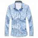 Camisa Geometrica Masculina Casual Manga Longa de Botão