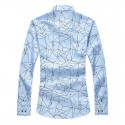 Camisa Geometrica Masculina Casual Manga Longa de Botão