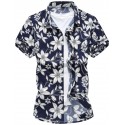 Casual Men's Casual Shirt Hawaiian Short Sleeve Beach Flower Fashion