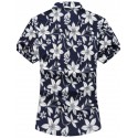 Camisa Casual Masculina de Férias Havaiana Manga Curta Moda Praia Flor