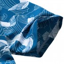 Camisa de Praia Masculina Azul Manga Curta de Botão Estampada Mar