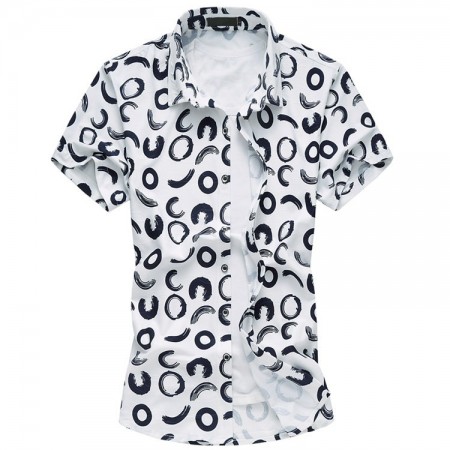 Short Sleeve Printed Shirt Fashion Beach Style Men's Casual