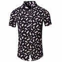Men's Beach Shirt Printed Feather Short Sleeve Stylish Club