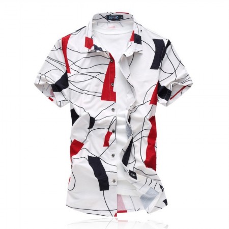 Men's Social Shirt Short Sleeve Printed Party Ballad