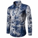 Casual Shirt Absinthe Effect Ink Stains Long Sleeve Club Party