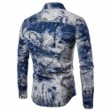 Casual Shirt Absinthe Effect Ink Stains Long Sleeve Club Party