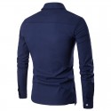 Men's Smooth Shirt Asymmetric Mandarin Long Sleeve Button