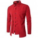 Men's Smooth Shirt Asymmetric Mandarin Long Sleeve Button