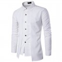 Men's Smooth Shirt Asymmetric Mandarin Long Sleeve Button