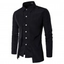 Men's Smooth Shirt Asymmetric Mandarin Long Sleeve Button