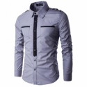 Men's Military Social Shirt Formal Elegant Long Sleeve