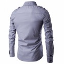 Men's Military Social Shirt Formal Elegant Long Sleeve