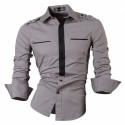 Men's Military Social Shirt Formal Elegant Long Sleeve