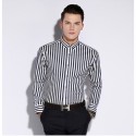 Social Shirt Male Vertical Stripes Formal Work Event Lux