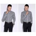 Social Shirt Male Vertical Stripes Formal Work Event Lux