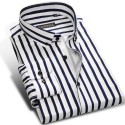 Social Shirt Male Vertical Stripes Formal Work Event Lux