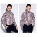 Social Shirt Male Vertical Stripes Formal Work Event Lux