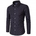 Camisa Estampada Manga Longa Casual Moderna Masculina