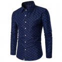 Camisa Estampada Manga Longa Casual Moderna Masculina