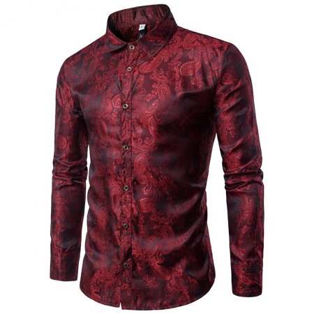 Men's Print Shirt Shiny Party Night Social Pattern