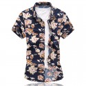 Camisa Florida Masculina Estampada Moda Havaiana Verão Casual Escura