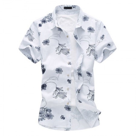 Camisa Masculina Moda Verão Casual Elegante Floral Praia Avaiana