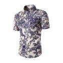 Camisa Masulina Estampa Flores Moderna Casual Elegante