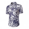 Camisa Masulina Estampa Flores Moderna Casual Elegante