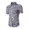 Camisa Masulina Estampa Flores Moderna Casual Elegante