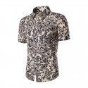 Camisa Masulina Estampa Flores Moderna Casual Elegante