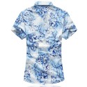 Camisa Masculina Moda Verão Praia Estilosa Fios Dourado Estampa Floral