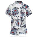 Men's Fashion Shirt Summer Beach Stylish Yarn Golden Floral Pattern