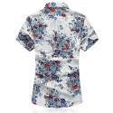 Camisa Masculina Moda Verão Praia Estilosa Fios Dourado Estampa Floral