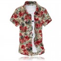 Men's Fashion Shirt Summer Beach Stylish Yarn Golden Floral Pattern