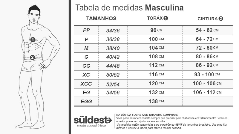 Medidas de Roupas Masculinas